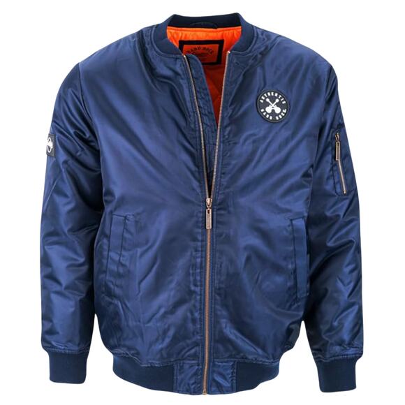 Hard Rock Guitar Company Quilted Bomber Jacket XXL | Navy Orange Nylon, Worn 1x - Picture 6 of 13